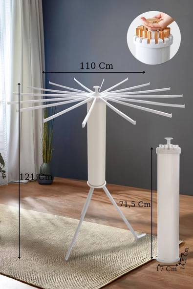 HELY AÇILIP KAPANABİLİR 360° DÖNEBİLEN KURUTMALIK ASKISI KREM – KRT57058 - 2