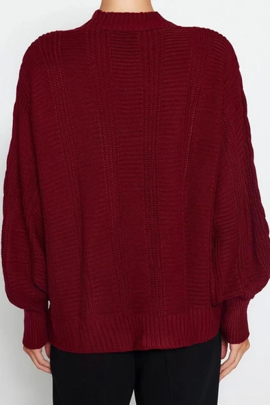 Kadın Modern Tarz Oversize V Yaka Regular Triko Hırka - 4