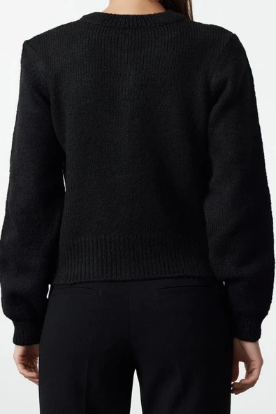 Kadın Modern Tarz Regular Bisiklet Yaka Regular Triko Hırka - Resim 4