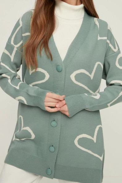 Kadın Modern Tarz Relaxed V Yaka Regular Triko Hırka - 3