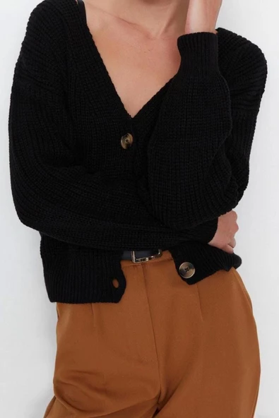 Kadın Modern Tarz Oversize V Yaka Regular Triko Hırka