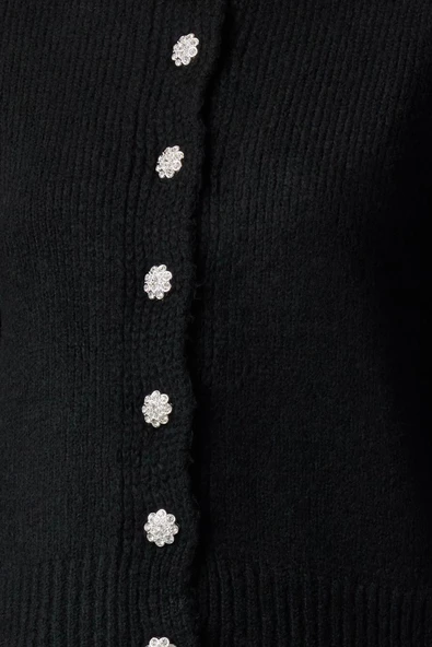 Kadın Modern Tarz Regular Bisiklet Yaka Regular Triko Hırka - Resim 2