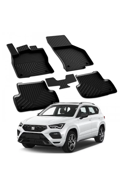 YEO  SEAT ATECA 2016-2024 Model Yılları İçin Uyumlu Yeo 4D Havuzlu Paspas Takımı ürün görseli 1
