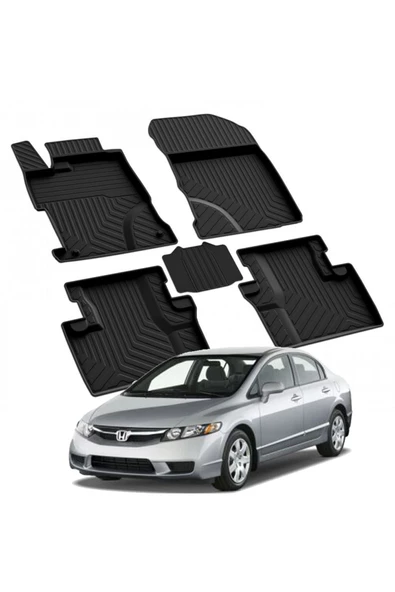 YEO  Honda CIVIC 8 SD (FD6) 2007-2012 Model Yılları İçin Uyumlu Yeo 4D Havuzlu Paspas Takımı - 1