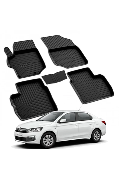 YEO  CITROEN C-ELYSEE 2013-2024 Model Yılları İçin Uyumlu Yeo 4D Havuzlu Paspas Takımı ürün görseli 1