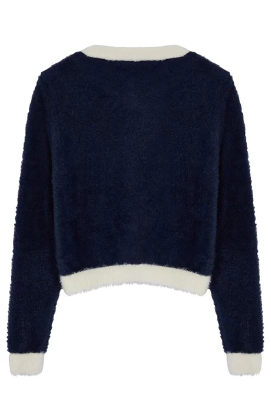 Kadın Modern Tarz Slim Bisiklet Yaka Crop Triko Hırka