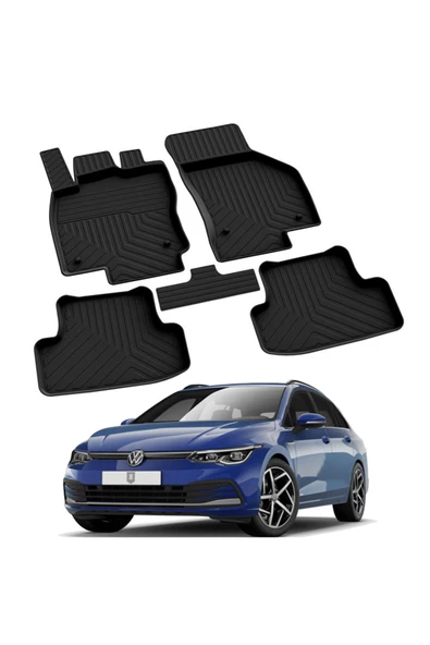 YEO  VOLKSWAGEN GOLF 8(OTOMATİK VİTES) 2020-2024 Model Yılları İçin Uyumlu Yeo 4D Havuzlu Paspas Takımı