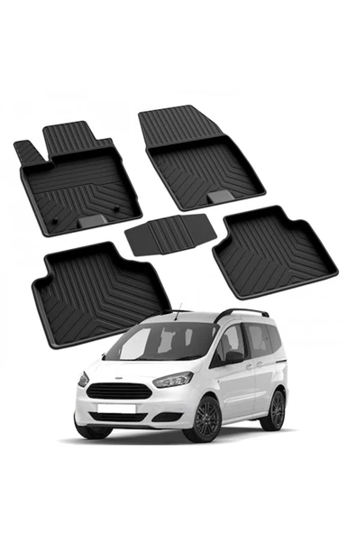 YEO  FORD COURIER 2014-2024 Model Yılları İçin Uyumlu Yeo 4D Havuzlu Paspas Takımı - 1