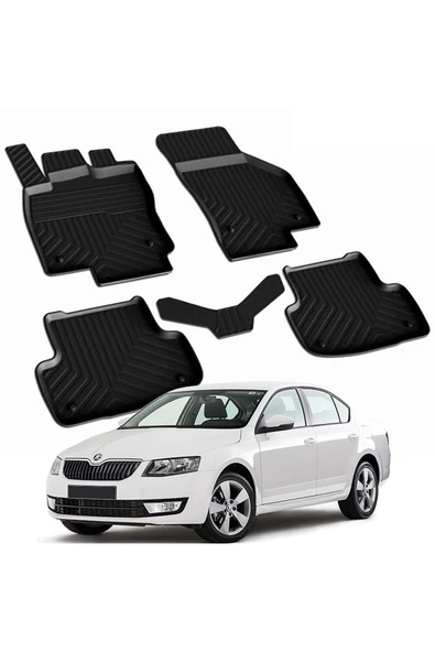 YEO  SKODA OCTAVIA 3 2013-2019 Model Yılları İçin Uyumlu Yeo 4D Havuzlu Paspas Takımı - 1