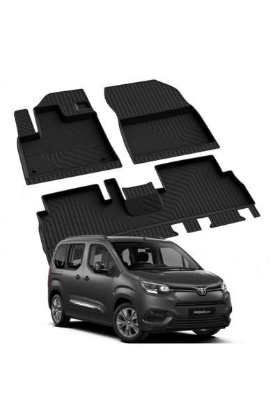 YEO  TOYOTA PROACE CITY 2020-2024 Model Yılları İçin Uyumlu Yeo 4D Havuzlu Paspas Takımı - 1