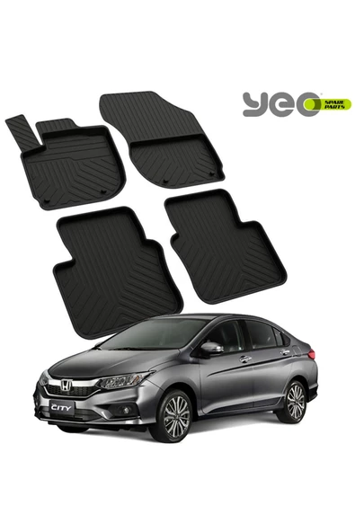 YEO  Honda Cıty 2019-2024 Model Yılları İçin Uyumlu Yeo 4D Havuzlu Paspas Takımı - 1