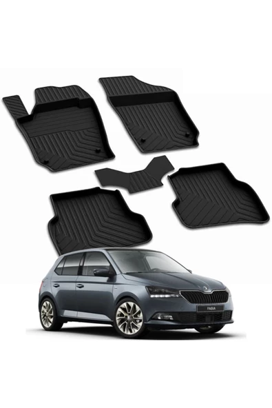 YEO  SKODA FABIA 3 2018-2021Model Yılları İçin Uyumlu Yeo 4D Havuzlu Paspas Takımı