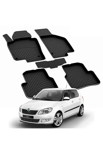 YEO  SKODA FABIA 2 2007-2014 Model Yılları İçin Uyumlu Yeo 4D Havuzlu Paspas Takımı