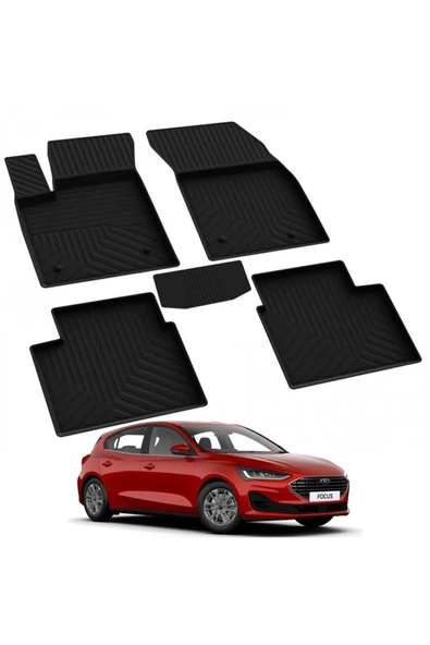 YEO  FORD FOCUS 4 HB 2019-2024 Model Yılları İçin Uyumlu Yeo 4D Havuzlu Paspas Takımı ürün görseli 1