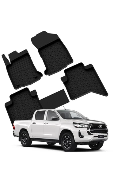 YEO  TOYOTA HILUX 8 2015-2024 Model Yılları İçin Uyumlu Yeo 4D Havuzlu Paspas Takımı