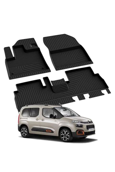 YEO  CITROEN BERLINGO 3 2019-2024 Model Yılları İçin Uyumlu Yeo 4D Havuzlu Paspas Takımı ürün görseli 1