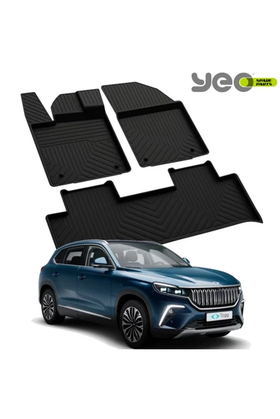 YEO  Togg T10x 2023-2024 Model Yılları İçin Uyumlu Yeo 4D Havuzlu Paspas Takımı