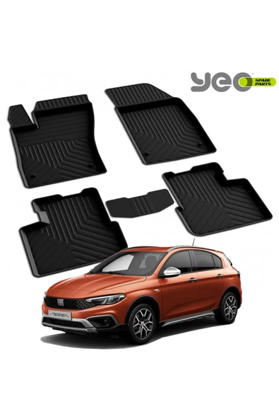YEO  Fiat Egea Cross 2020-2024 Model Yılları İçin Uyumlu Yeo 4D Havuzlu Paspas Takımı ürün görseli 1