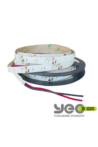 YEO  2835 Tek Çipli 12v 5metre Silikonsuz Şerit Led Sıcak Beyaz