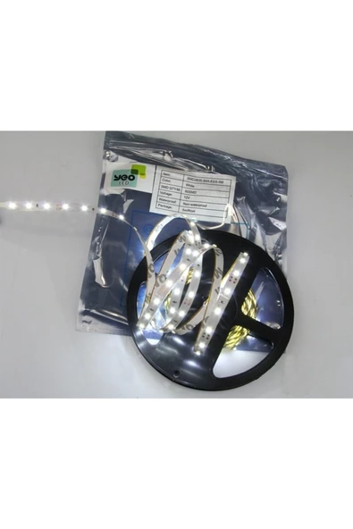 YEO  2835 Tek Çipli 12v 5metre Silikonsuz Şerit Led Sıcak Beyaz - 3