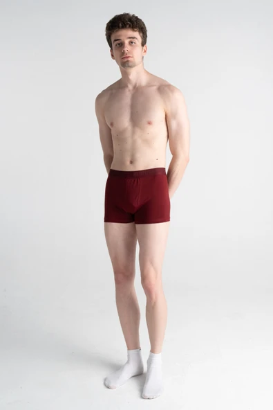 Mercan Pamuklu Ultra Rahat Bordo Erkek Esnek Boxer - 2
