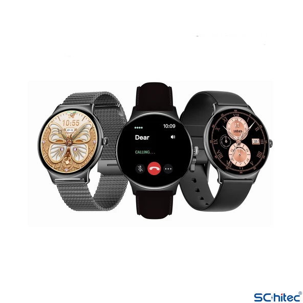 ScHitec Watch Ultra 5 Amoled Ekran Super Slim Tasarım WaterProof 3 Kordonlu Akıllı Saat Titanyum Siyah - 3