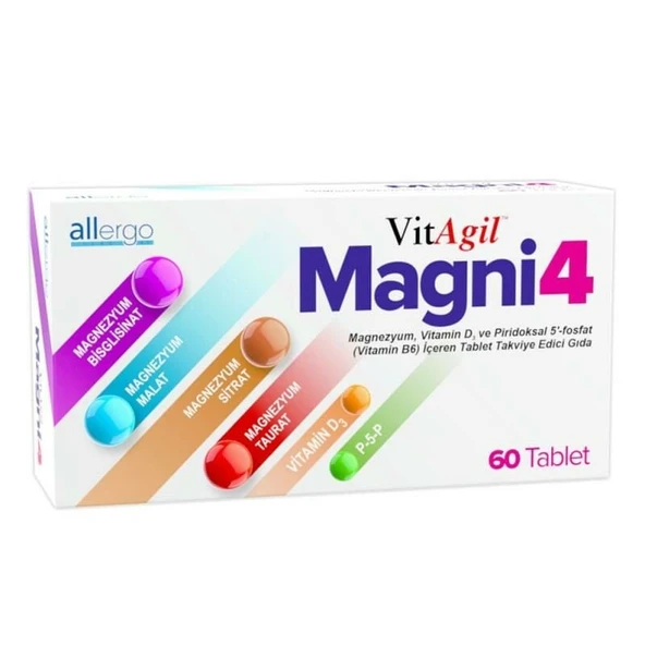 Vitagil Magni4 Magnezyum Vitamin D3 P5p 60 Tablet