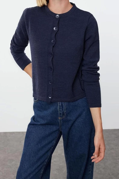 Kadın Modern Tarz Slim Bisiklet Yaka Regular Triko Hırka