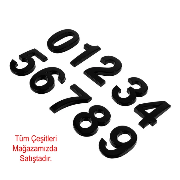 Kapı Numarası Yapışkanlı Küçük Boy 50 mm 5 cm Numara 2 Rakam İki Sayısı Siyah Renk Numaralar 1 Adet - 3