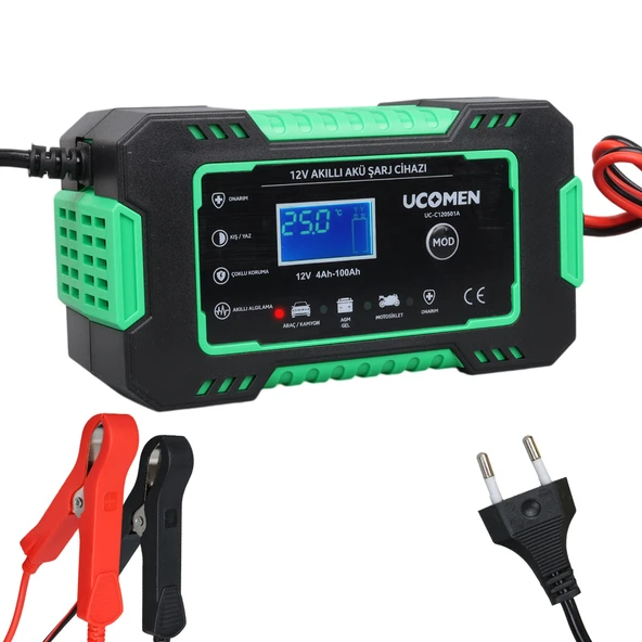 UCOMEN UC-C120501B 12V 6A LCD GÖSTERGELİ AKILLI AKÜ ŞARJ CİHAZI