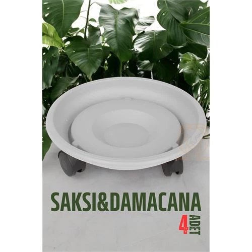 Findit Tekerlekli Saksı Altığı 4 ADET 37 CM BEYAZ