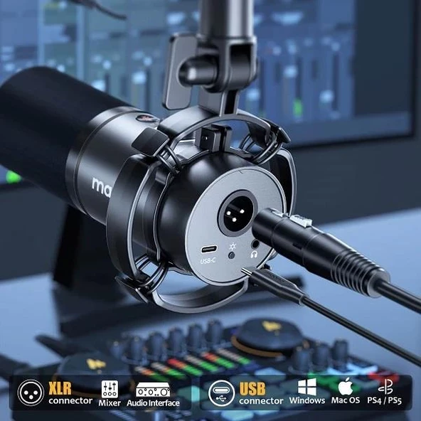 Maono PD200X USB/XLR Podcast Mikrofon (Beyaz) - Resim 6
