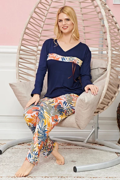 Bayan Uzun Kollu Pijama Takımı Model no 7572 - 2