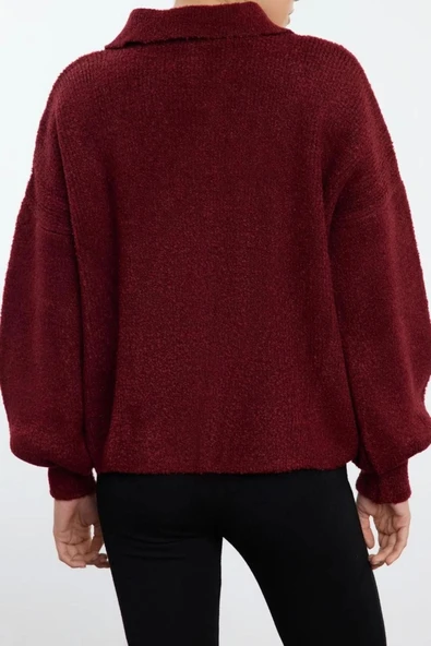 Kadın Modern Tarz Regular Polo Yaka Regular Triko Hırka - 4