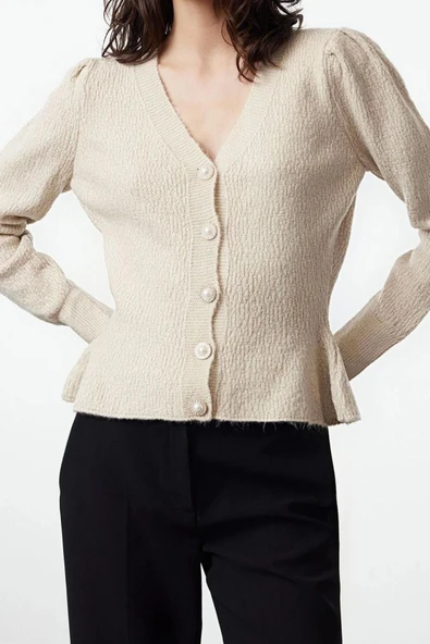 Kadın Modern Tarz Slim V Yaka Regular Triko Hırka