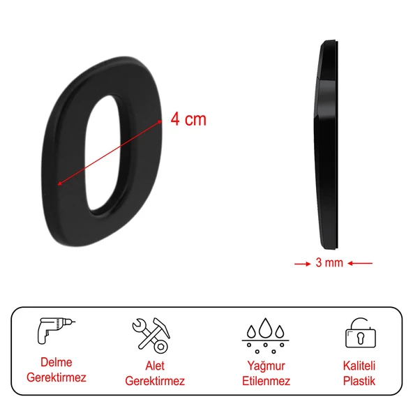 Kapı Numarası Yapışkanlı Küçük Boy 50 mm 5 cm Numara 0 Rakam Sıfır Sayı Siyah Renk Numaralar 1 Adet - 3