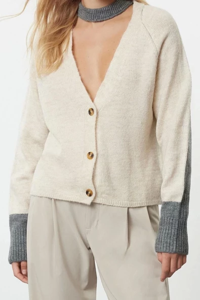 Kadın Modern Tarz Regular V Yaka Regular Triko Hırka - Resim 3