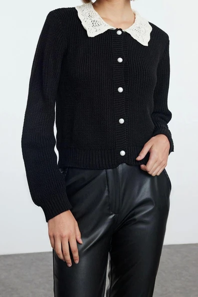 Kadın Modern Tarz Slim Bebe Yaka Regular Triko Hırka - 3