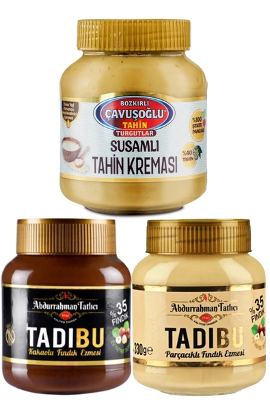 Susamlı Tahin Kreması 330g + Tadıbu 330g + Tadıbu Fındık Kreması 330g 8694020100239