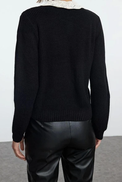 Kadın Modern Tarz Slim Bebe Yaka Regular Triko Hırka - 4