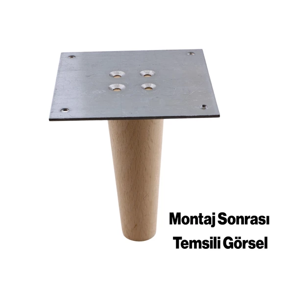 Metal Çinko Masa Bağlantı Sacı Düz 8 x 8 cm Mobilya Yemek Masası Ayak Bağlama Saçı Aparat 4 Adet - Resim 6