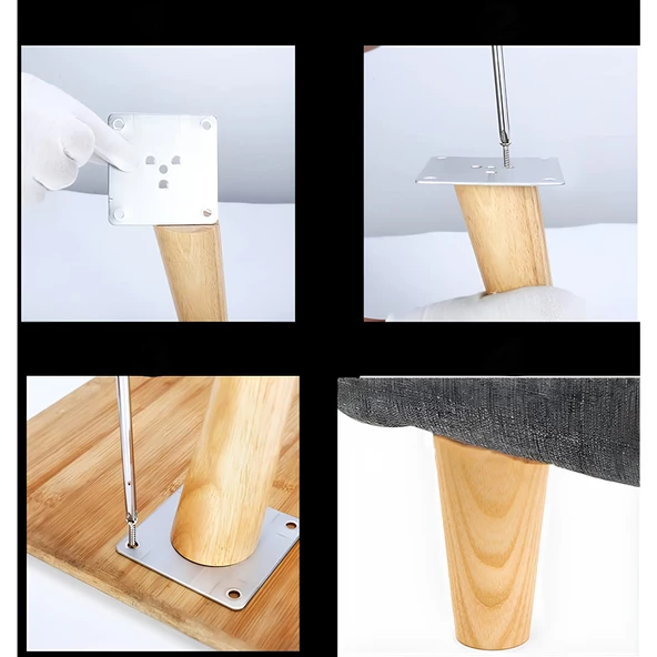 Metal Çinko Masa Bağlantı Sacı Düz 8 x 8 cm Mobilya Yemek Masası Ayak Bağlama Saçı Aparat 4 Adet - Resim 4