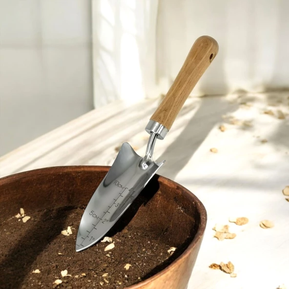 Kürek Bahçe Küreği Ölçekli Bahçıvan Saksı Çiçek Bitki Mini El Küreği Fide Toprak Hobi Dar 32 cm - 4