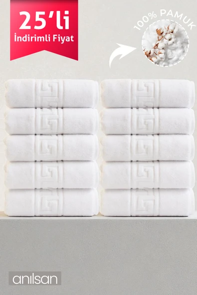 25'li Greek El Havlusu - 50x90 Cm, 225gr, %100 Pamuk, Spa Ve Otel Havlusu, Günlük Kullanıma Uygun ürün görseli 1