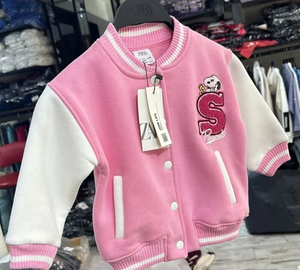 Zara Snoopy kolej ceket Pembe