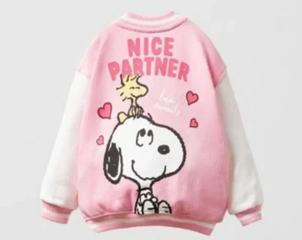 Zara Snoopy kolej ceket Pembe - 2