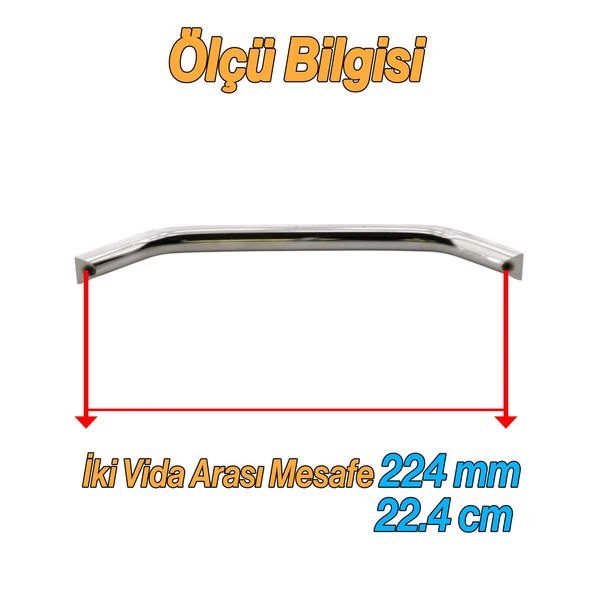Şahin Metal İnox Kulp 224 mm Mobilya Çekmece Mutfak Dolabı Dolap Kapak Kulpları Kulb Kulpu 22.4 cm - 3