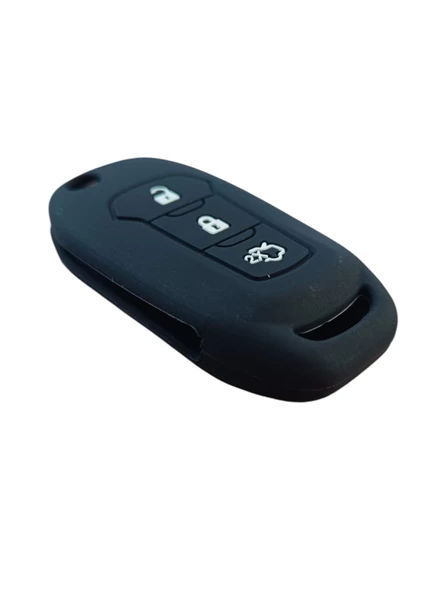 Ford Focus 5 Sustalı Anahtar Uyumlu Silikon Oto Anahtar Kumanda Kabı Kılıf Siyah - 3