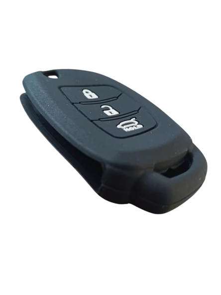 Hyundai Tucson Sonata Ix35 I20 Santa Fe Elantra Reina Anahtar Uyumlu Silikon Oto Anahtar Kumanda Kabı Kılıf Siyah - 3