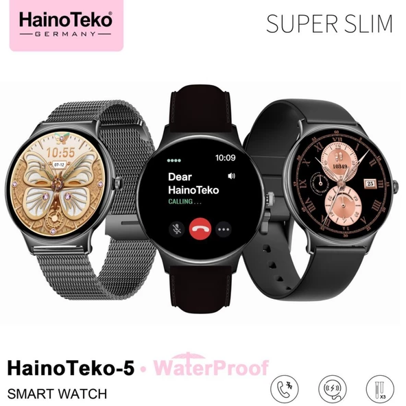 Haino Teko Watch Ultra 5 Amoled Ekran Super Slim Tasarım WaterProof 3 Kordonlu Akıllı Saat Titanyum Siyah - 3